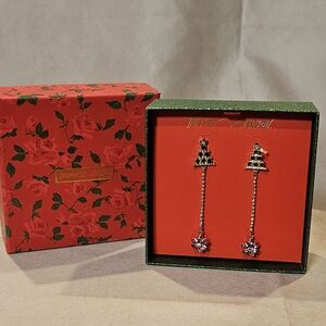 Betsey Johnson Red and Gold Dangle Earrings